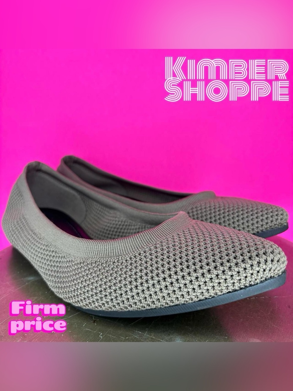 ALL BLACK Taupe Woven Knit Pointed Toe Flat EU 41